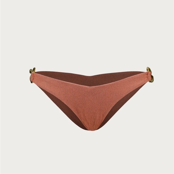 SAME by Shea Marie GOLD CHAIN TRIANGLE TOP & BRIEF (FAUX SUEDE BURNT SIENNA) - Picture 5 of 6